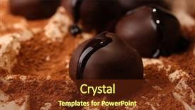  Presentation with cocoa - Audience pleasing theme consisting of chocolate candies with cocoa powder backdrop and a  colored foreground