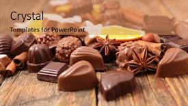 Presentation with dessert - Presentation theme with chocolate candy - dessert for chrismtas background and a coral colored foreground