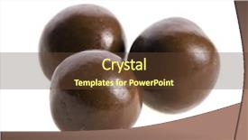  Presentation with crisp - Slide deck consisting of chocolate candy balls with crisp filling isolated on white background background and a tawny brown colored foreground