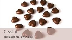  Presentation with candy heart - Theme with chocolate candy in the form of heart background and a coral colored foreground