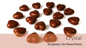  Presentation with candy heart - Slides featuring chocolate candy in the form of heart background and a coral colored foreground