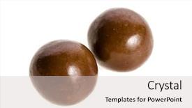  Presentation with crisp - PPT theme with chocolate candy two balls with crisp filling isolated on white background background and a lemonade colored foreground