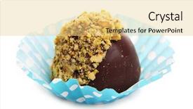  Presentation with chocolate nuts - PPT theme featuring chocolate candy with chopped nuts isolated on white background and a yellow colored foreground