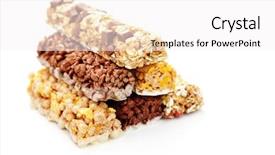  Presentation with chocolate cereal - Theme enhanced with chocolate cereal - granola bars on white background background and a white colored foreground