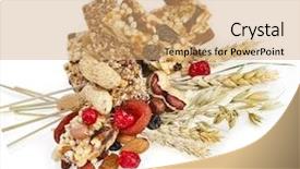  Presentation with muesli - Beautiful slide deck featuring chocolate cereal - healthy granola muesli isolated backdrop and a coral colored foreground