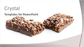  Presentation with chocolate cereal - Colorful presentation design enhanced with chocolate-cereal-bars-tasty-protein backdrop and a white colored foreground