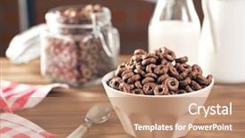  Presentation with chocolate cereal - Colorful slides enhanced with chocolate cereal rings in bowl backdrop and a coral colored foreground