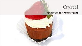  Presentation with white chocolate - Amazing PPT theme having chocolate-cheesecake-isolated-on-white backdrop and a sky blue colored foreground