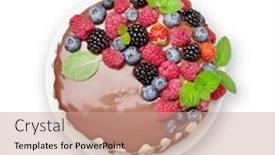  Presentation with cheesecake - Slide deck consisting of chocolate-cheesecake-with-berries-isolated background and a coral colored foreground