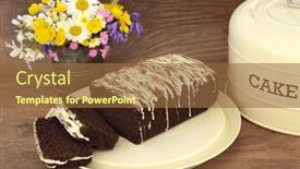  Presentation with chocolate chip - Presentation theme featuring chocolate-chip-cake-with-icing background and a tawny brown colored foreground