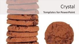  Presentation with chocolate chip cookie - Beautiful presentation design featuring chocolate chip cookie stack with one alone isolated over white background with reflection backdrop and a light gray colored foreground