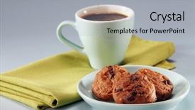  Presentation with chocolate chip cookie - Slides with chocolate chip cookies and coffee background and a  colored foreground