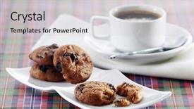  Presentation with chocolate chip cookies - Colorful PPT theme enhanced with chocolate chip cookies and coffee backdrop and a  colored foreground