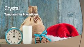  Presentation with chocolate chip cookies - Audience pleasing slide deck consisting of chocolate chip cookies and santa backdrop and a gray colored foreground