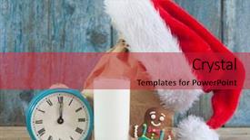  Presentation with chocolate chip cookies - PPT theme featuring chocolate chip cookies and santa background and a crimson colored foreground