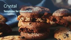  Presentation with chocolate chip cookies - Presentation theme consisting of chocolate-chip-cookies-beside-napkin background and a ocean colored foreground