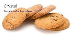  Presentation with chocolate biscuits - PPT layouts consisting of chocolate-chip-cookies-isolated-over background and a  colored foreground