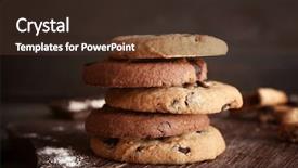  Presentation with chocolate chip cookie - PPT theme featuring chocolate chip cookies on cutting background and a tawny brown colored foreground