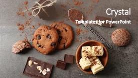  Presentation with chocolate chip cookies - Presentation design consisting of chocolate chip cookies on dark background and a violet colored foreground