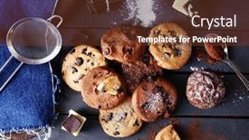  Presentation with chocolate chip cookies - Slides consisting of chocolate-chip-cookies-on-wooden background and a tawny brown colored foreground