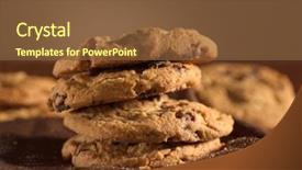  Presentation with cookie - Audience pleasing PPT theme consisting of chocolate chip cookies shot backdrop and a tawny brown colored foreground