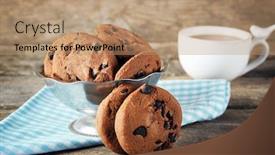 Presentation with chocolate chip cookies - Cool new presentation design with metal bowl on wood backdrop and a coral colored foreground