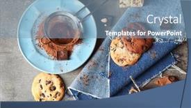  Presentation with chocolate chip cookies - Presentation theme having chocolate-chip-cookies background and a teal colored foreground