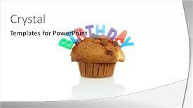  Presentation with chocolate chip - PPT theme having chocolate-chip-muffin-with-birthday background and a white colored foreground