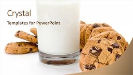  Presentation with chocolate milk - PPT theme having chocolate chips cookie and milk background and a cream colored foreground