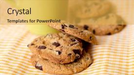  Presentation with napkin - Cool new PPT theme with chocolate chips cookies on brown backdrop and a yellow colored foreground