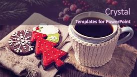  Presentation with christmas chocolate - Presentation theme with chocolate christmas cookies on a wooden brown background background and a wine colored foreground