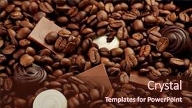  Presentation with coffee chocolate - Colorful slides enhanced with chocolate-coffee background close-up of a beans cup mill backdrop and a tawny brown colored foreground