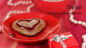  Presentation with coffee chocolate - Slide set featuring heart with cup of coffee background and a red colored foreground