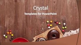  Presentation with coffee donuts - PPT layouts featuring chocolate cookies - donuts and coffee on wooden background and a coral colored foreground