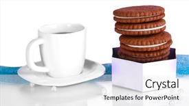  Presentation with cup cake - Presentation theme having chocolate cookies with creamy layer background and a  colored foreground