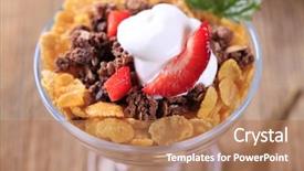  Presentation with breakfast cereal - Cool new theme with chocolate corn flake - breakfast cereals and yogurt backdrop and a coral colored foreground