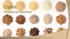  Presentation with set of sauces in white - Beautiful PPT layouts featuring chocolate corn flake - cereals set isolated on white backdrop and a lemonade colored foreground
