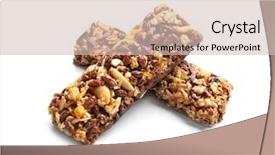 Presentation with cereal bar snacks - PPT theme consisting of chocolate corn flake - yummy cereal bars on white background and a soft green colored foreground