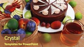  Presentation with table grape - Colorful presentation design enhanced with chocolate cream brownie cake layers backdrop and a tawny brown colored foreground