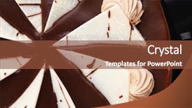  Presentation with unicorn cake topper made - Slides with chocolate cream brownie cake topped with white chocolate slice and cream flowers on black plate isolated over white background background and a tawny brown colored foreground