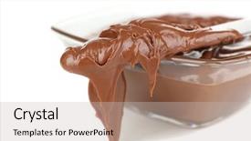  Presentation with white chocolate - Theme enhanced with chocolate cream in bowl isolated on white background and a soft green colored foreground