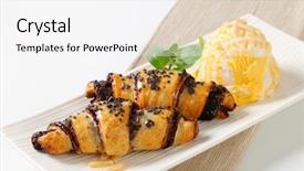  Presentation with chocolate ice cream - Slide deck having chocolate crescent rolls with ice cream background and a white colored foreground