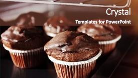  Presentation with chocolate cup cakes - Presentation theme featuring chocolate cup-cakes in oven close up background and a tawny brown colored foreground