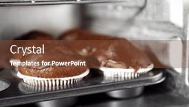  Presentation with chocolate cup cakes - Presentation design featuring chocolate cup-cakes in oven close up background and a tawny brown colored foreground