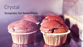  Presentation with chocolate cup cakes - Presentation theme with chocolate cup-cakes in oven close up background and a light blue colored foreground
