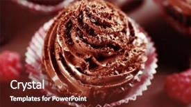  Presentation with cupcake - Slide deck consisting of chocolate cupcake on wooden background background and a  colored foreground