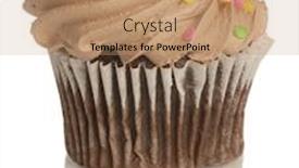  Presentation with sprinkles - Beautiful presentation theme featuring chocolate cupcake with chocolate icing and candy sprinkles backdrop and a coral colored foreground