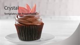  Presentation with chocolate strawberry - Colorful presentation theme enhanced with chocolate cupcake with strawberry backdrop and a soft green colored foreground