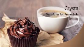  Presentation with coffee chocolate - Beautiful slide deck featuring chocolate cupcakes and coffee backdrop and a mint green colored foreground