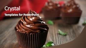  Presentation with table napkin - Theme featuring chocolate cupcakes and napkin background and a tawny brown colored foreground